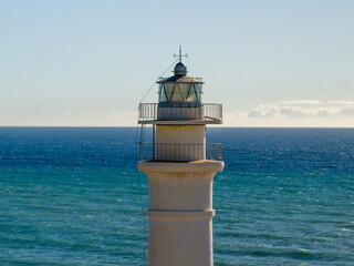 Faro de Torrox en la costa del término municipal en Málaga, Andalucía, España
