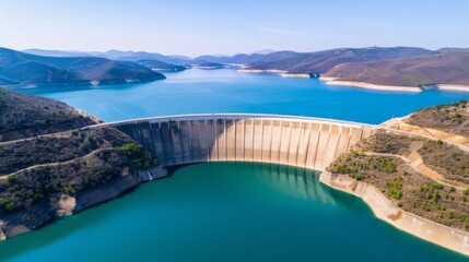 Obraz premium Sustainable Energy Storage at a Hydroelectric Reservoir.