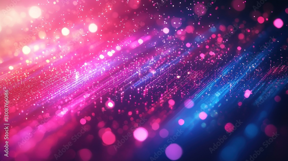 Poster abstract colorful sparkling particles and lines creating a background design