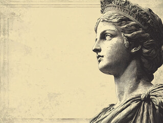 Fototapeta premium Elegant Sculpture's Gaze: The timeless beauty of a classical sculpture, embodying grace and historical significance, radiates in this composition.