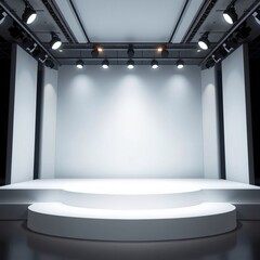 Modern Minimalist Empty Stage with Spotlights for Presentation or Product Display