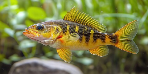 Fototapeta premium Fresh caught yellow perch isolated on a white 