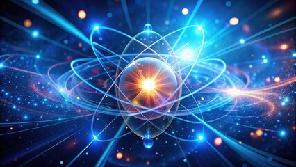 Glowing Atom Drone Aerial Abstract Blue Background Photography