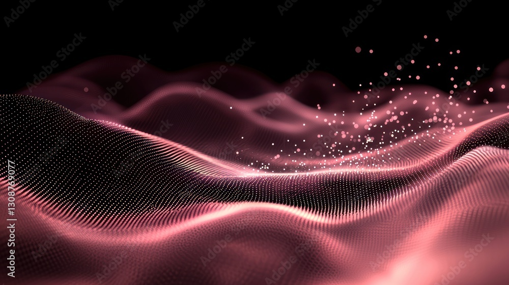 Aufkleber abstract digital landscape featuring a flowing structure and scattered particles