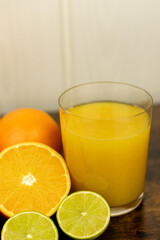 Healthy orange juice. A glass of juice on the table. Orange diet