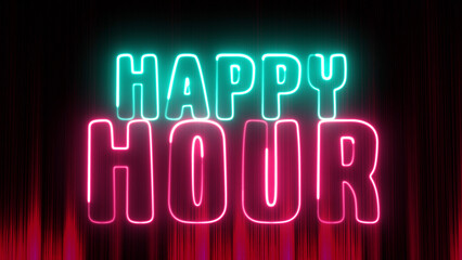 Happy hour neon sign. Neon sign happy hour.	
