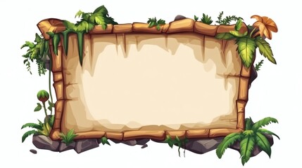 Tropical Jungle Frame with Leaves and Vines for Creative Projects