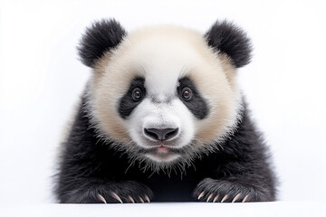 Fototapeta premium Panda bear animal portrait picture isolated on white background