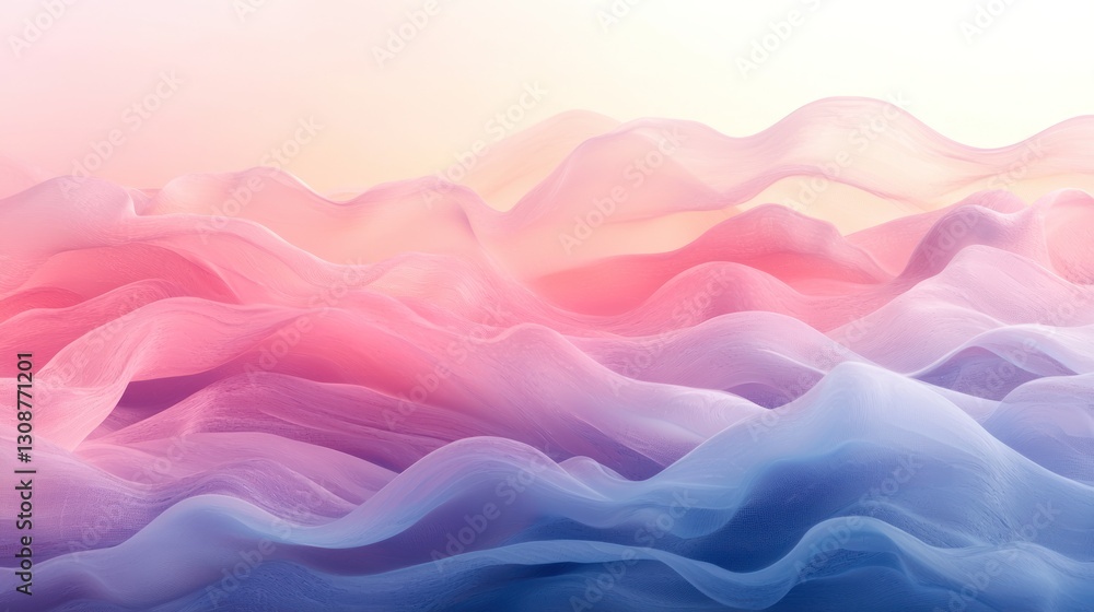 Poster abstract colorful flowing fabric creates dynamic and artistic shapes and forms