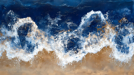 Fototapeta premium Sea waves under golden sunlight