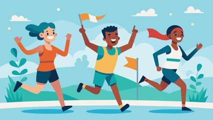 The day ends with a sense of accomplishment and pride knowing that through their physical endurance and determination the runners have helped make the. Vector illustration