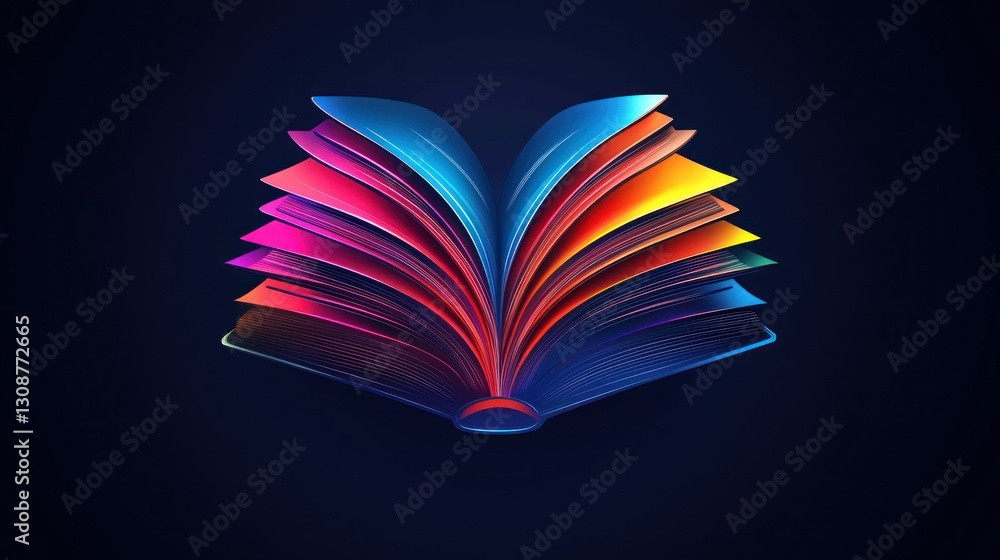 Poster a colorful open book with many vibrant colored pages open