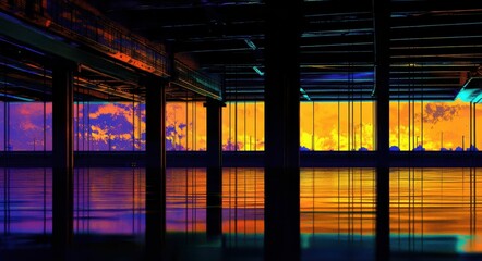 Baton Rouge Bridge over Mississippi River: Colorful Evening Silhouette