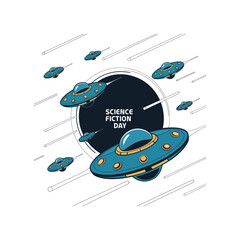 National Science fiction day poster design illustration