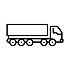 Truck, lorry, delivery, transport, vehicle, cargo, freight. Icon for shipping, logistics, and commercial transport. Use on logistics, transportation, or business sites.