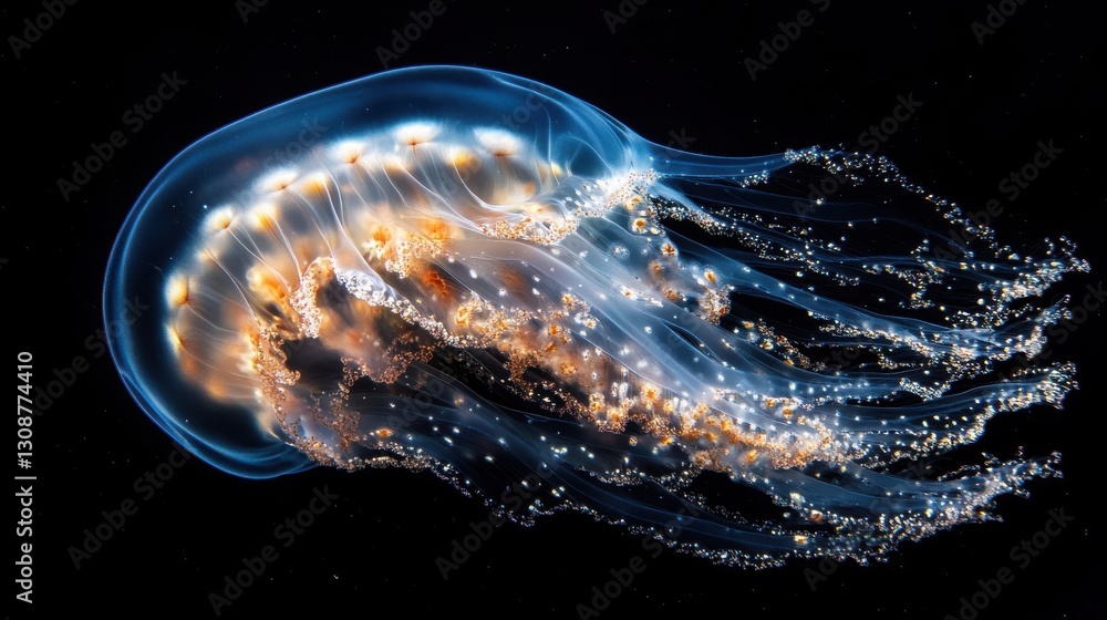 Poster a beautiful translucent jellyfish with long delicate trailing tentacles