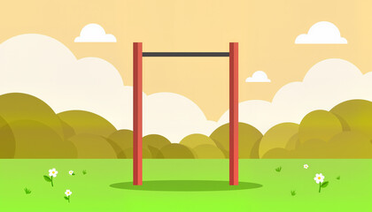 Fototapeta premium Minimalist illustration of a pull-up bar in a park