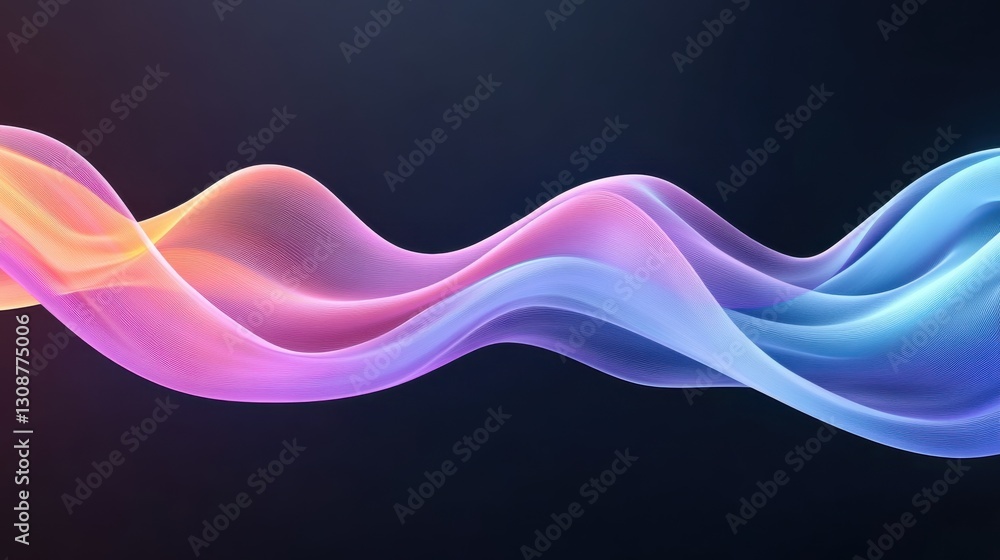 Aufkleber flowing colorful wave pattern on dark background, showcasing vibrant digital design element.