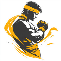 Vector illustration of a man martial art sport logo design on white background