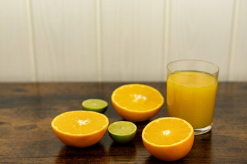 Healthy orange juice. A glass of juice on the table. Orange diet