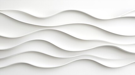 Obraz premium Minimalist white abstract waves forming a wavy three-dimensional pattern on a smooth, neutral background.