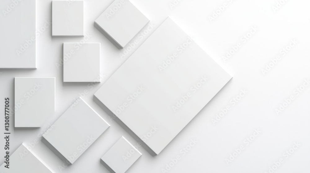 Poster minimalist white square abstract pattern with clean lines and geometric shapes.