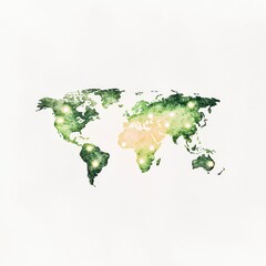 Artistic Watercolor World Map Illustration