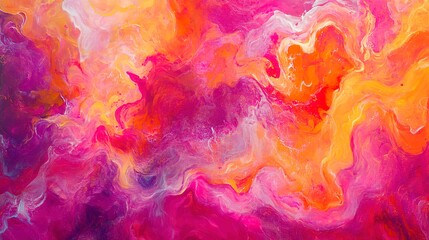 Bright fuchsia and orange clouds, vibrant and energetic with fluid transitions