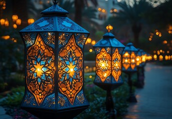  Eid ul Fitr Colorful Lanterns Glowing on a Misty Pathway