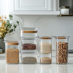 Glass Containers with Lids for Kitchen Organization and Storage