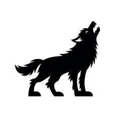 Side view howling wolf silhouette vector black