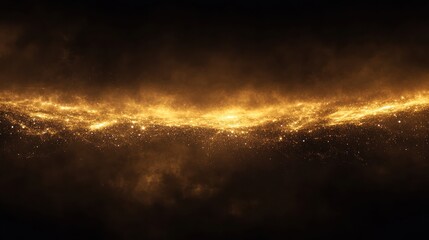 Glowing cosmic cloud of golden stars radiates light in dark universe