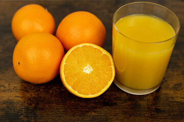 Healthy orange juice. A glass of juice on the table. Orange diet