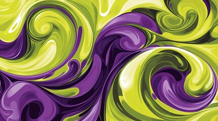 Obraz premium Bright lime and violet swirls, bold and energetic with glossy fluid patterns