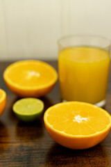 Healthy orange juice. A glass of juice on the table. Orange diet