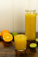 Healthy orange juice. A glass of juice on the table. Orange diet