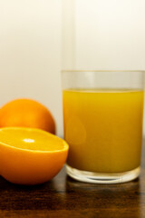 Healthy orange juice. A glass of juice on the table. Orange diet