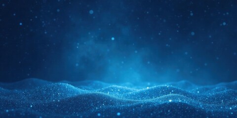 Fototapeta premium Abstract Blue Sparkling Landscape with Glimmering Particles and Subtle Depth