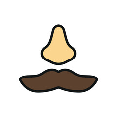 Fake mustache icon represents classic disguise humor, perfect for April Fool's Day designs, prank-themed content, comedy events, and playful illustrations.