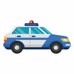 A Detailed Illustration of a Classic Police Car Design Featuring a Blue and White Color Scheme