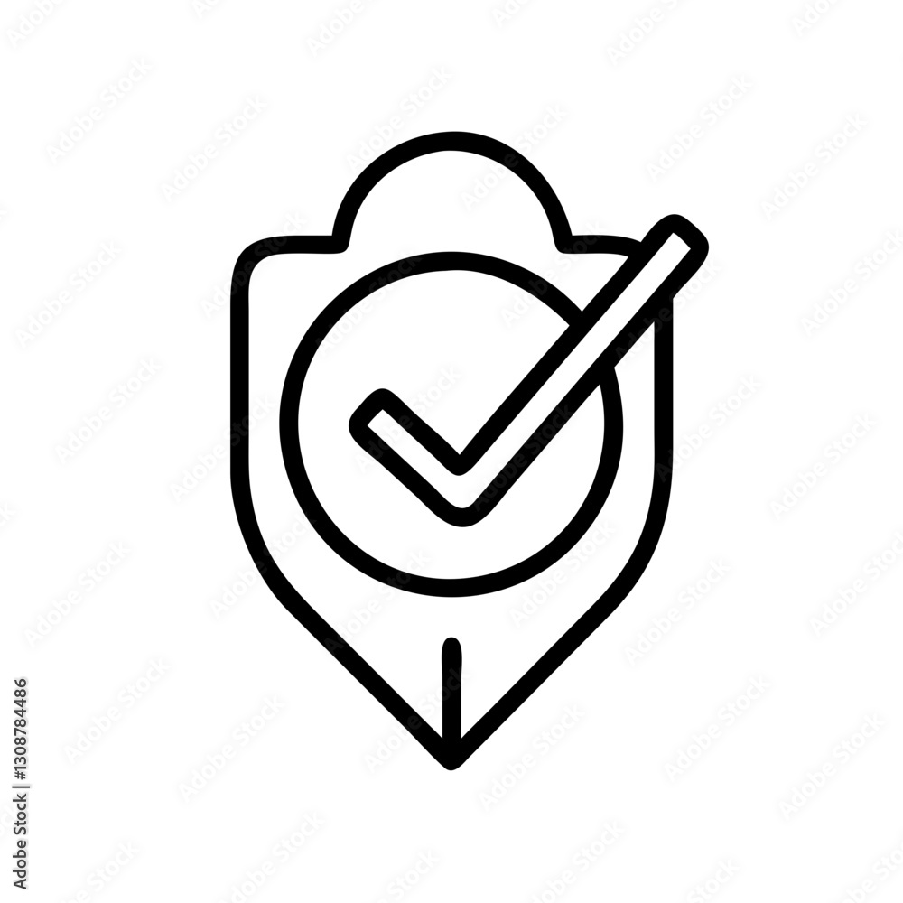 Aufkleber minimalistic checkmark inside a location pin for verification and confirmation concepts