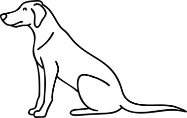 Sitting Dog Line Art: Simple Black Outline Illustration of a Canine