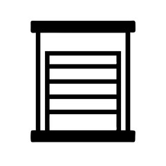 Outline icon of a roller shutter or garage door with horizontal slats. Use on websites and blogs about security, storage, and home improvement.