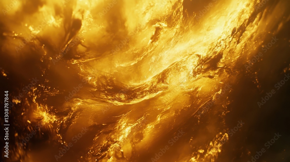 Poster dynamic abstract golden swirl capturing vibrant movement and fluid light