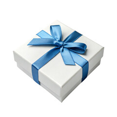 blue gift box with ribbon on transparent