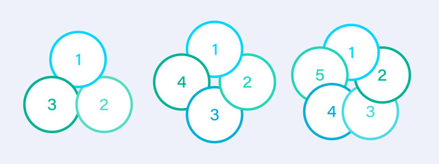 Pie chart template for 3, 4 and 5 steps