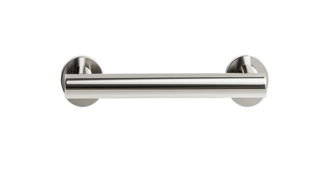 a stainless steel grab bar.  isolated, transparent background	
