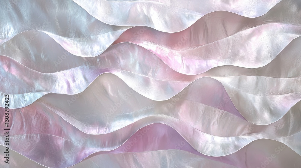 Poster fluctuating iridescent waves in a soft gradient abstract pattern art with pearly texture