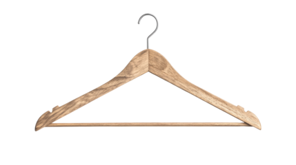 a wooden clothes hanger isolated, transparent background	