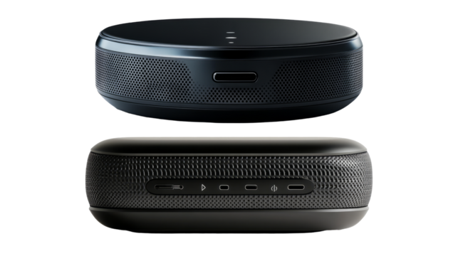 two speaker and the top speaker are on top of bottom speaker.isolated, transparent background	